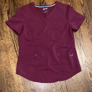 Scrubstar Burgundy Short Sleeve Top